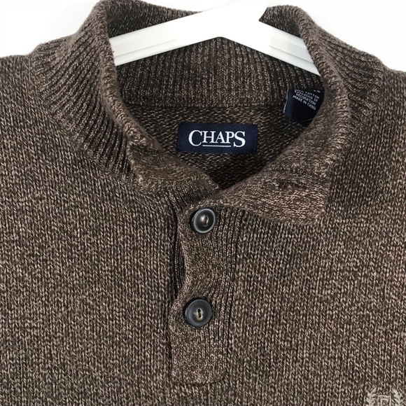 Chaps Pullover Sweater Brown Tan Striped Men's XL - Picture 3 of 6